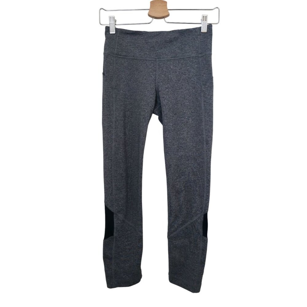 Lululemon Pace Rival Crop Ankle Heathered Black Leggings Women's Sz 4 - Picture 1 of 9